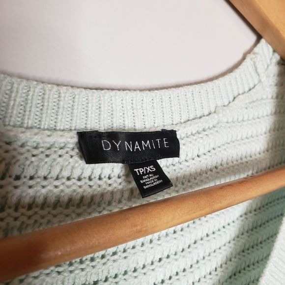 𝅺DYNAMITE Light Green Mint Green Waffle Sweater XS Extra Small - Picture 2 of 4